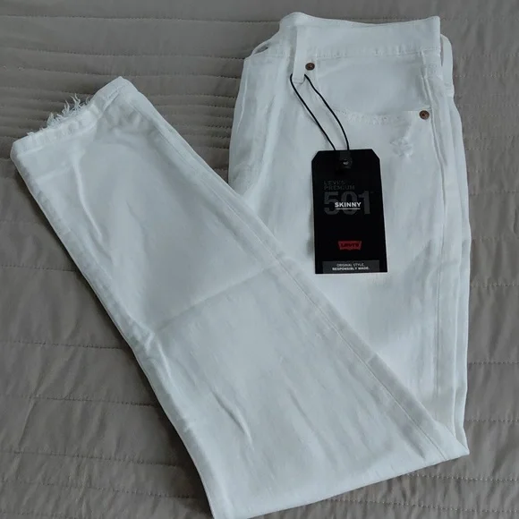 Levi's 501 High Rise Skinny In Cloud Over Sz 28 Nwt - Picture 11 of 15